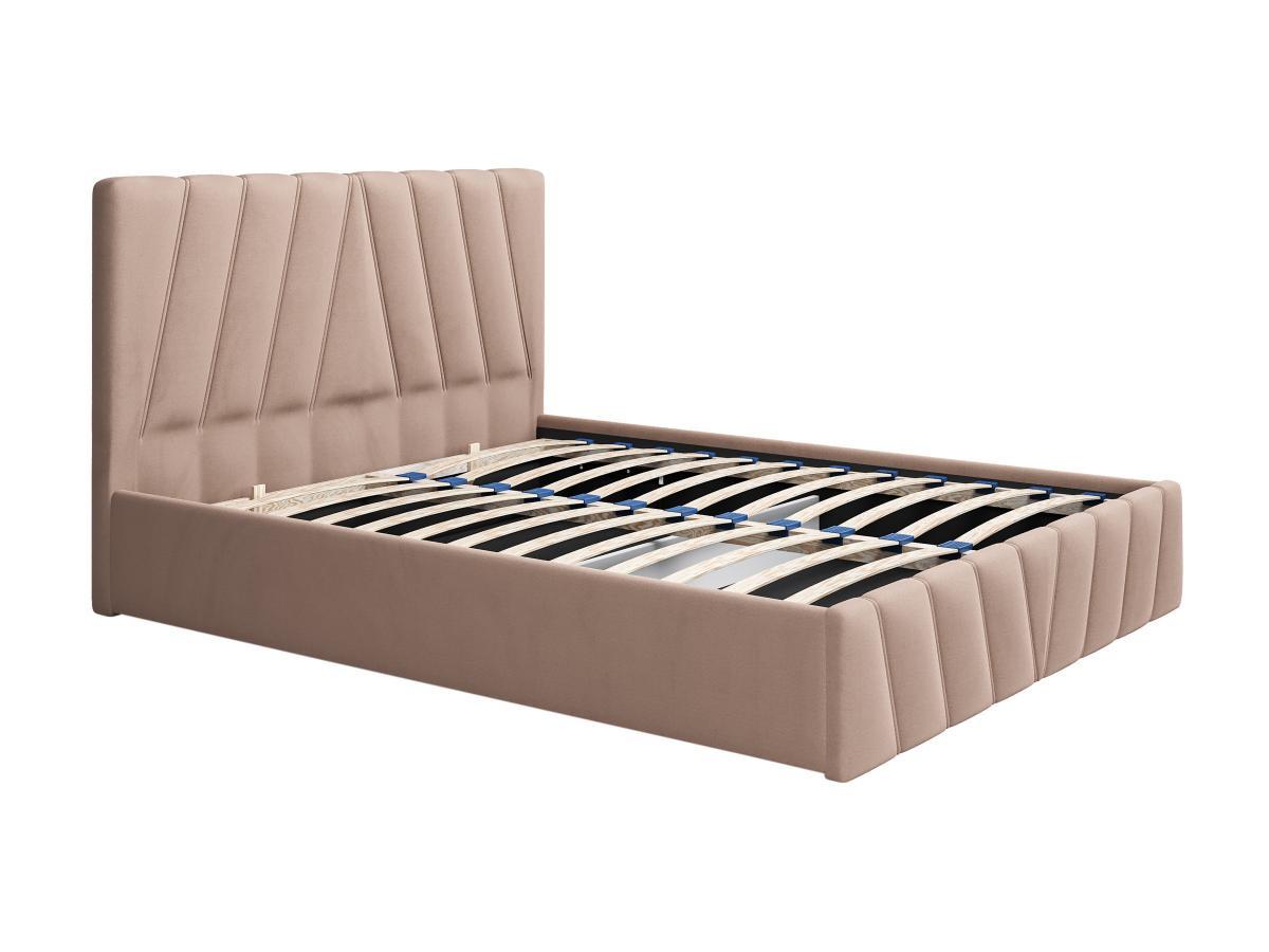 PASCAL MORABITO Lit coffre 160 x 200 cm - Velours - Beige - LIDAMA de Pascal Morabito  