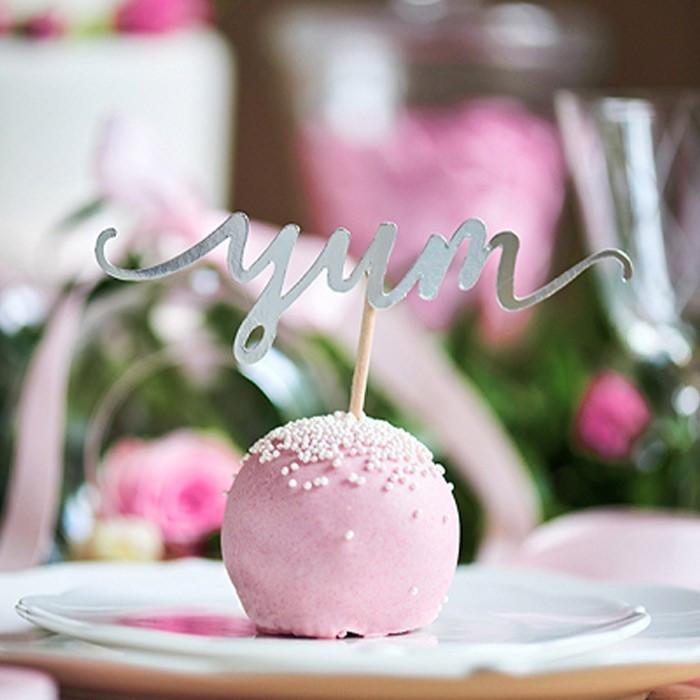 PartyDeco 6 Cupcake Toppers Love Yum Sweet Argent  