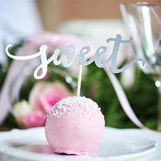 PartyDeco 6 Cupcake Toppers Love Yum Sweet Argent  