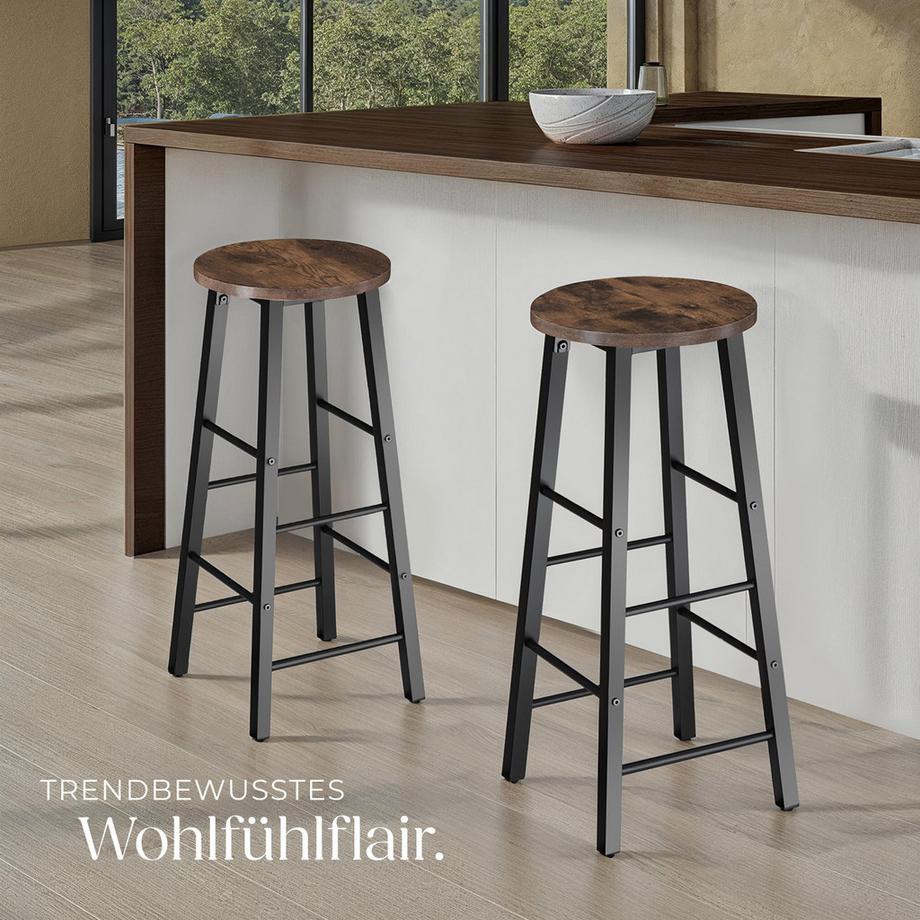 Tectake Set Barhocker Keynes Industrial Style mit Fußstützen  