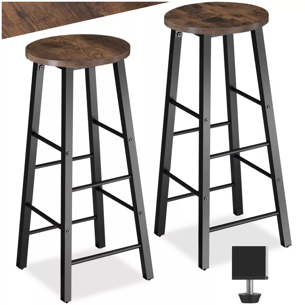 Tectake - Set di sgabelli da bar Keynes stile industriale Set di 2, 2 Stück, Marrone