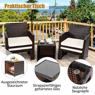 Northio Set di 5 set di mobili in rattan, set di mobili da balcone, set di mobili da giardino, gruppo di sedute, marrone + bianco  