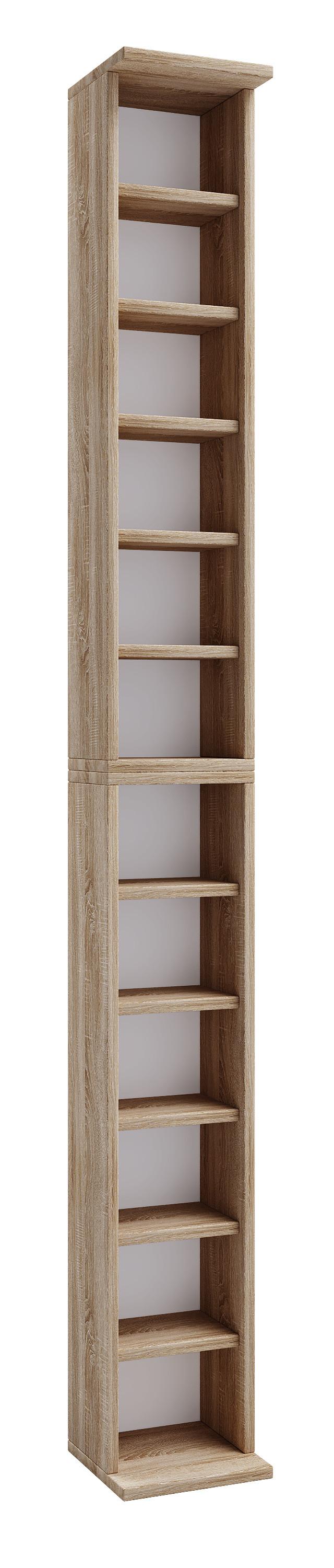 VCM CD Regal Holz Bigol | platzsparender CD Schrank für 204 CDs oder 72 DVDs | Maße: H. 180 x B. 21 x T. 20 cm | Elegantes DVD Regal stehend | Blu ray  