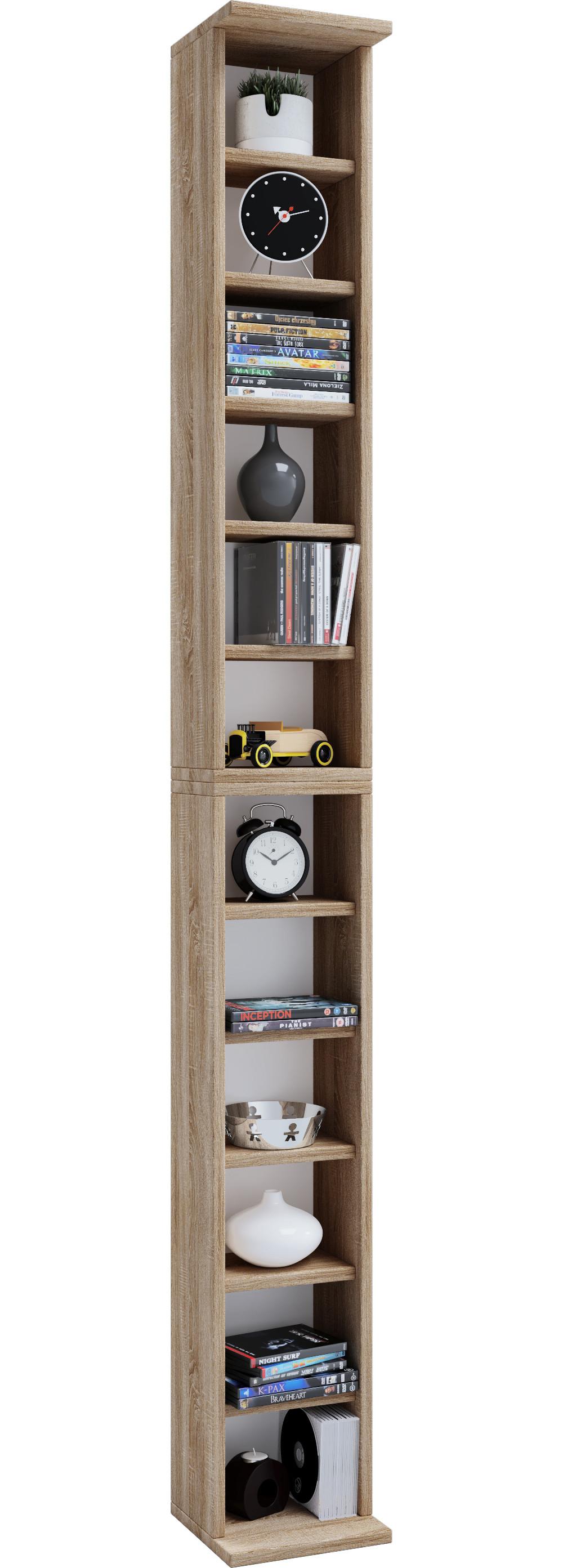 VCM CD Regal Holz Bigol | platzsparender CD Schrank für 204 CDs oder 72 DVDs | Maße: H. 180 x B. 21 x T. 20 cm | Elegantes DVD Regal stehend | Blu ray  