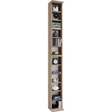 Holzregal stehend | platzsparender CD Schrank für 204 CDs oder 72 DVDs | Maße: H. 180 x B. 21 x T. 20 cm | Elegantes DVD Regal stehend | Blu-Ray Regal