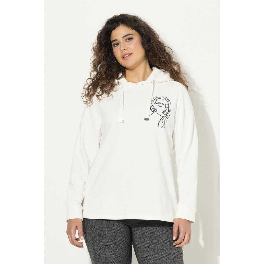 Ulla Popken Classic Gesicht Print Langarm Hoodie  