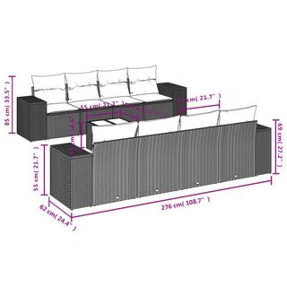 VidaXL Ensemble de canapés de jardin rotin synthétique  