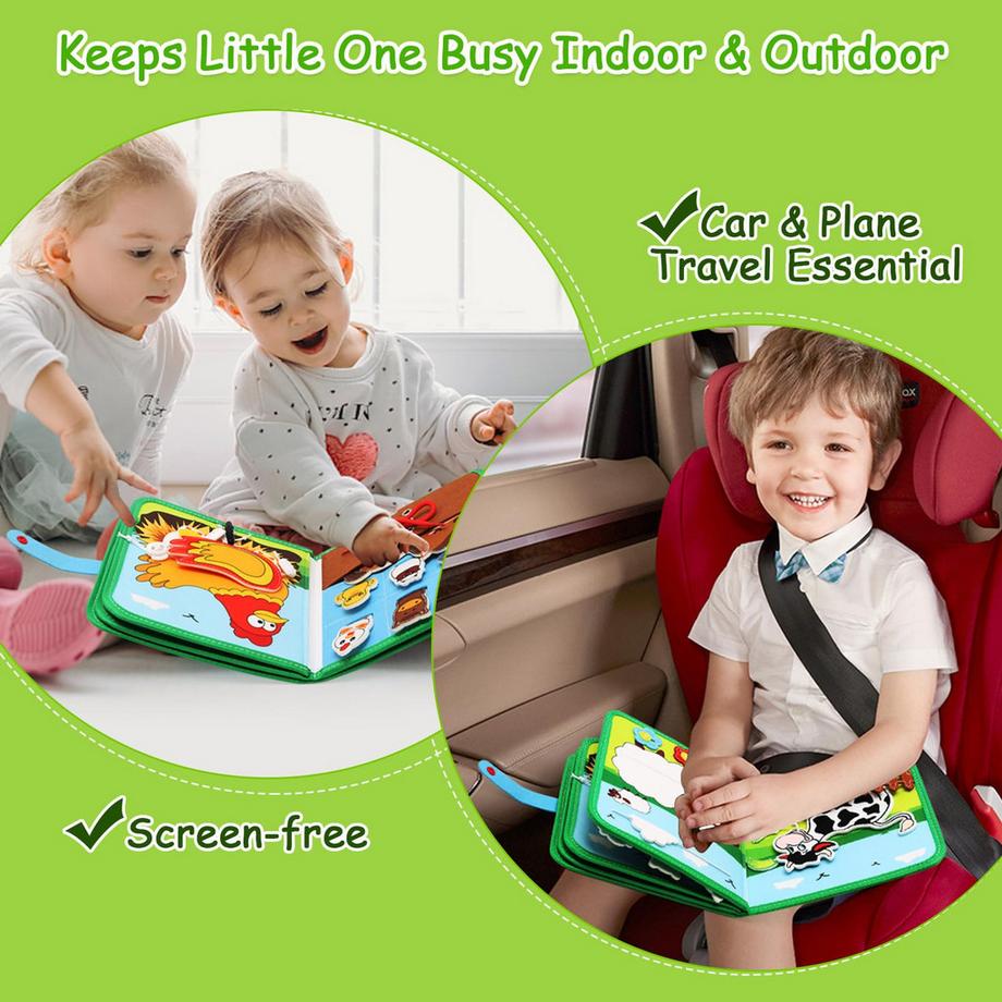 Activity-board  Ruhiges Buch Spielzeug Kleinkinder, 18 in 1 Beschäftigtes Brett mit Bauernhofthema, Sensorisches beschäftigtes Buch 
