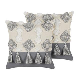 Beliani Lot de 2 coussins en Coton Boho ALOCASIA  