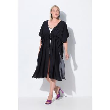 Caffettano dal taglio oversize con laccetti intrecciati, scollo a V e mezze maniche