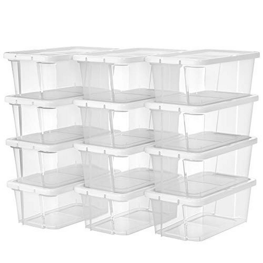 Pricenet  Stapelbare, transparente Schuhkartons mit Deckel, staubdicht 