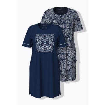 Camicie da notte in confezione doppia con scollo a girocollo e mezze maniche