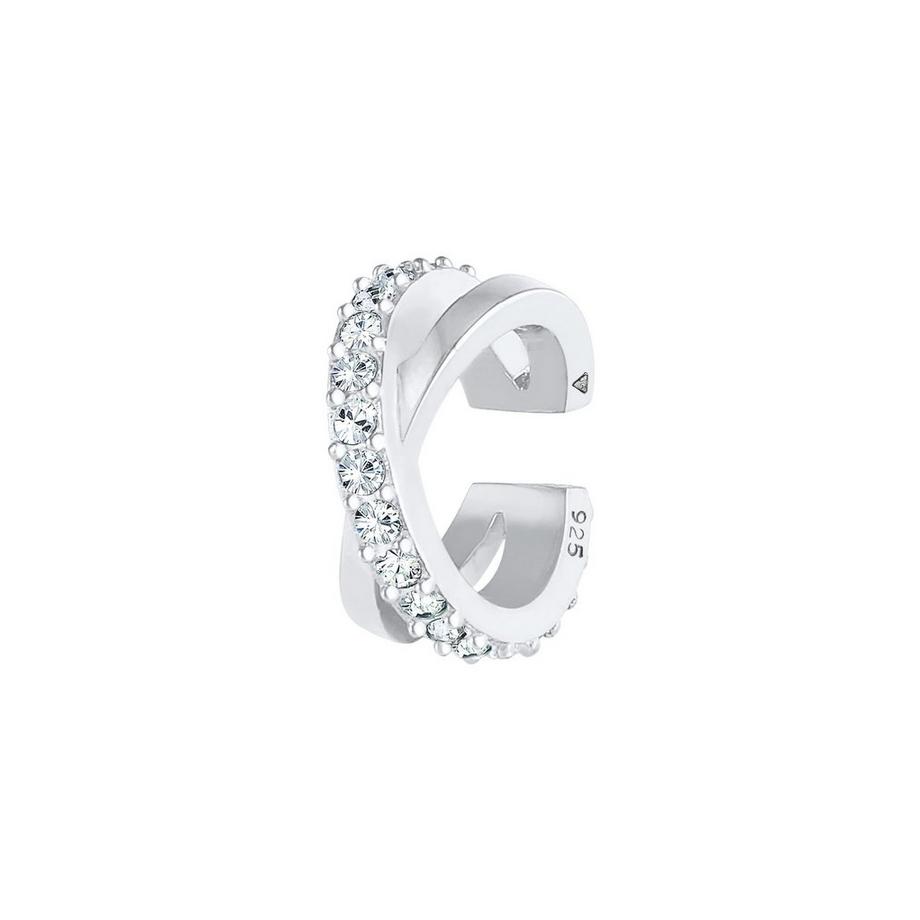 Ohrringe Earcuff Gekreuzt Kristalle 925 Silber