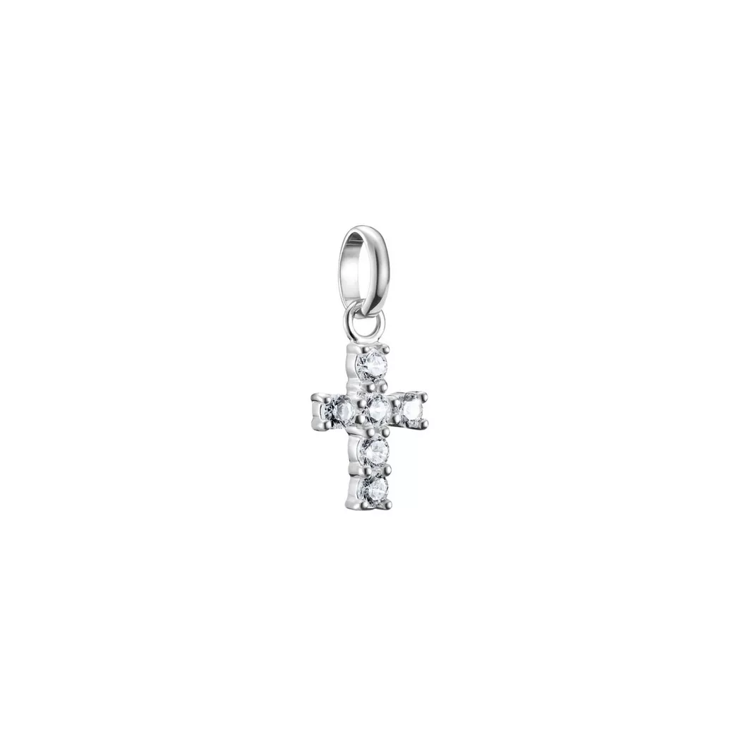 THOMAS SABO - Pendentif charm croix avec pierres blanches Connect, One Size, Argent