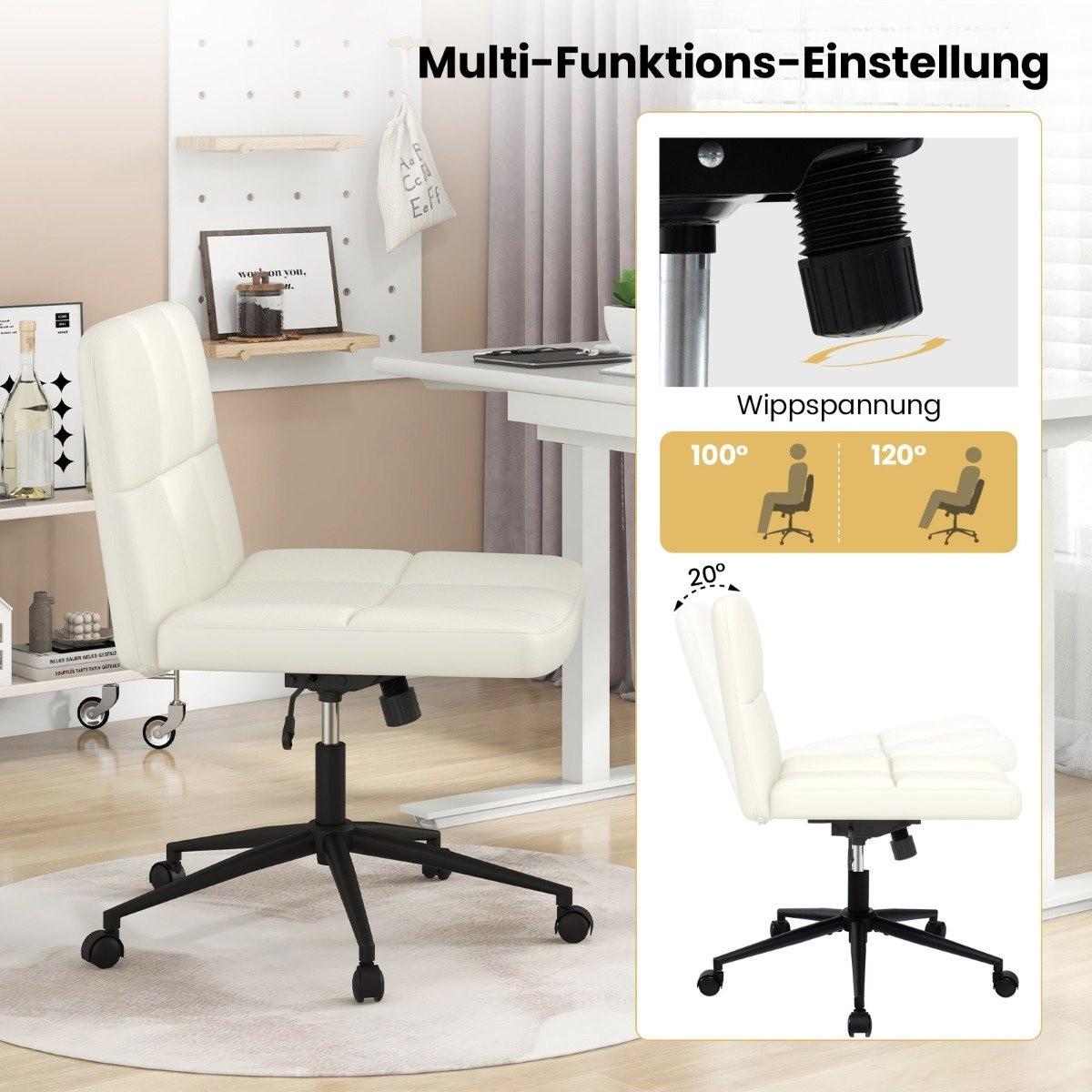 Northio Chaise de bureau sans accoudoirs Chaise de bureau avec assise large rotative à 360° en simili cuir pour bureau à domicile beige  