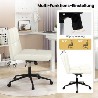 Northio Chaise de bureau sans accoudoirs Chaise de bureau avec assise large rotative à 360° en simili cuir pour bureau à domicile beige  