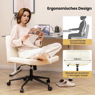 Northio Chaise de bureau sans accoudoirs Chaise de bureau avec assise large rotative à 360° en simili cuir pour bureau à domicile beige  