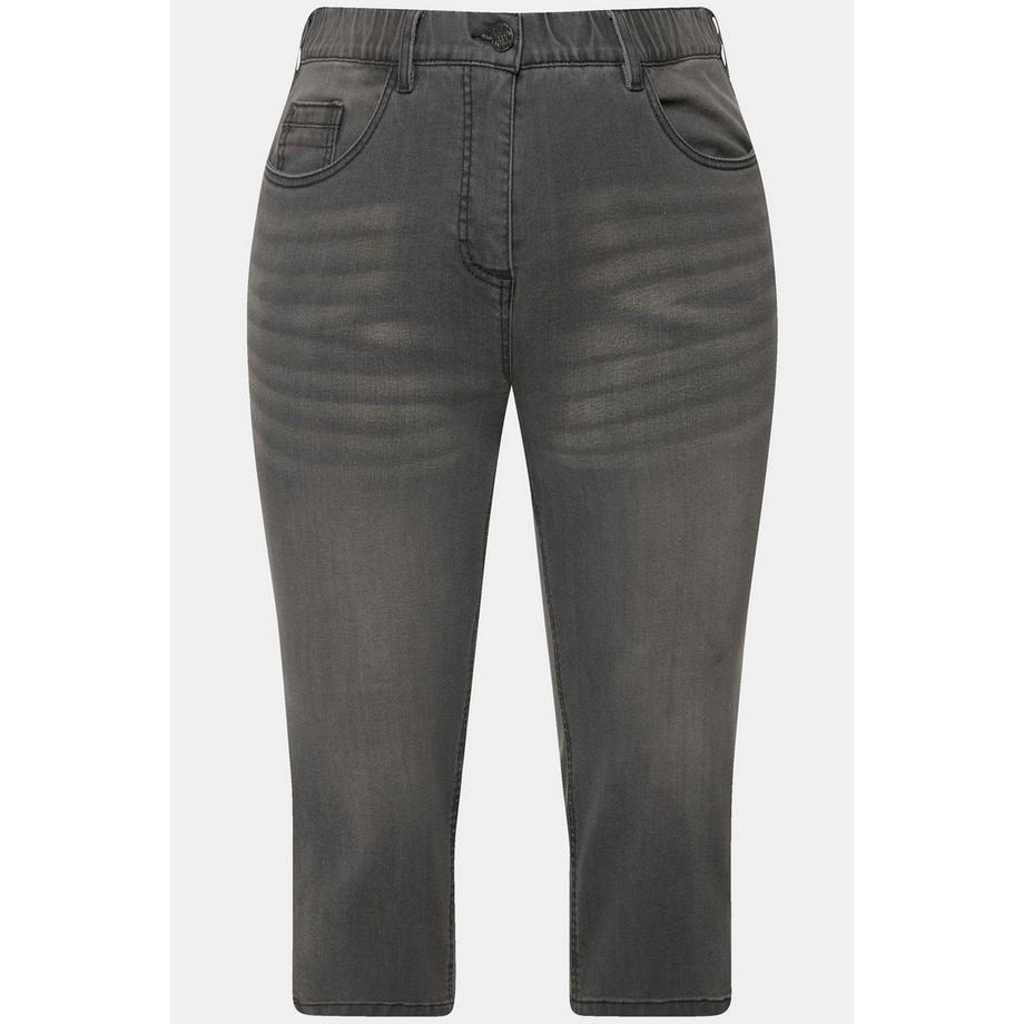 Ulla Popken Jeans Capri Sarah Taglio Aderente Cinque Tasche Orlo con Spacchetto  