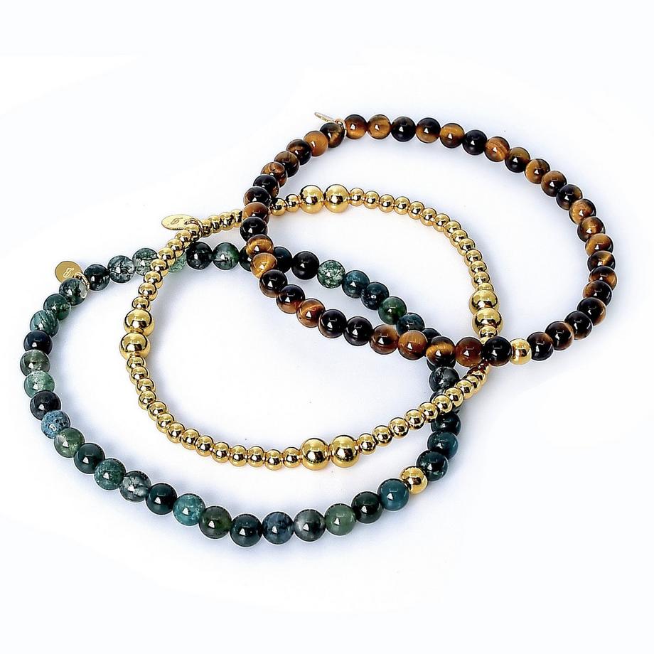 Baya armband 3er Kombination mit Edelsteinen