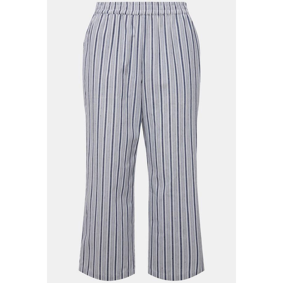 Ulla Popken Pantaloni a Righe Gamba Larga Vita Elastica  