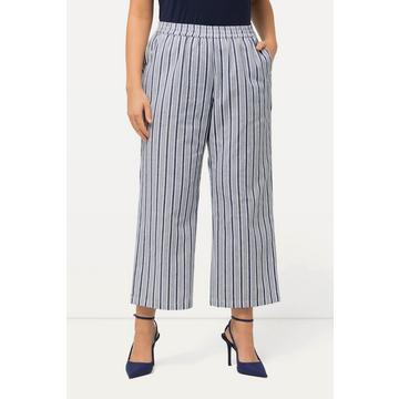 Pantalon à enfiler à rayures, taille élastique et jambe large