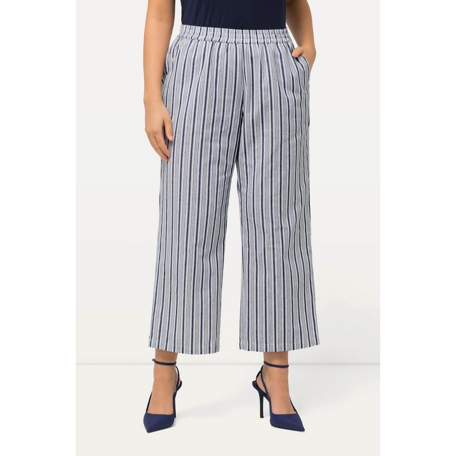 Ulla Popken Pantaloni a Righe Gamba Larga Vita Elastica  