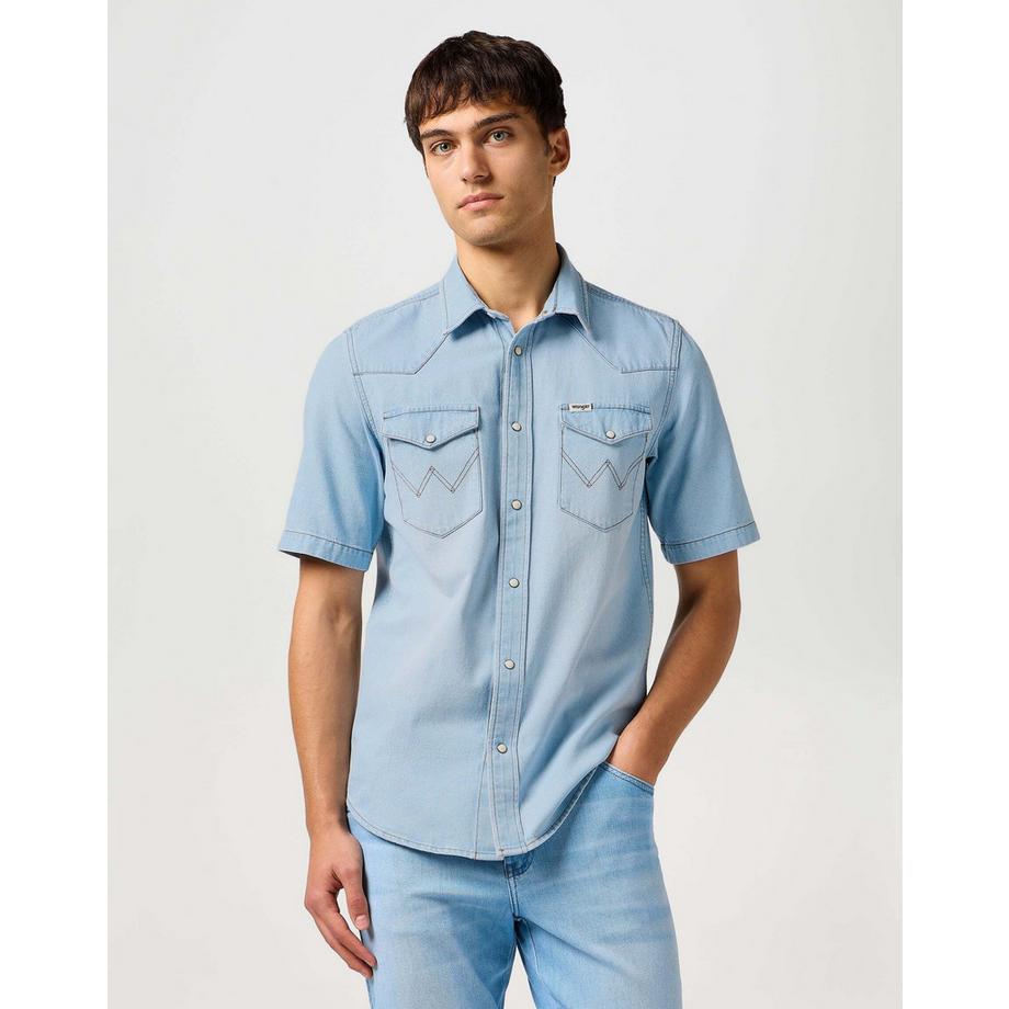 Wrangler Chemise Denim Western Manches Courtes  