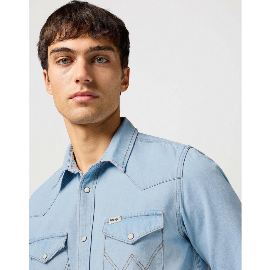 Wrangler Chemise Denim Western Manches Courtes  