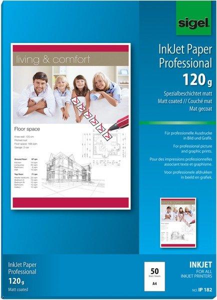 Sigel SIGEL InkJet-Papier A4 IP182 120g,matt, weiss 50 Blatt  