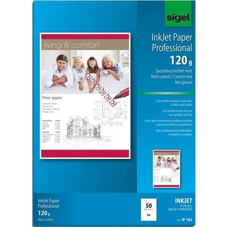 Sigel SIGEL InkJet-Papier A4 IP182 120g,matt, weiss 50 Blatt  