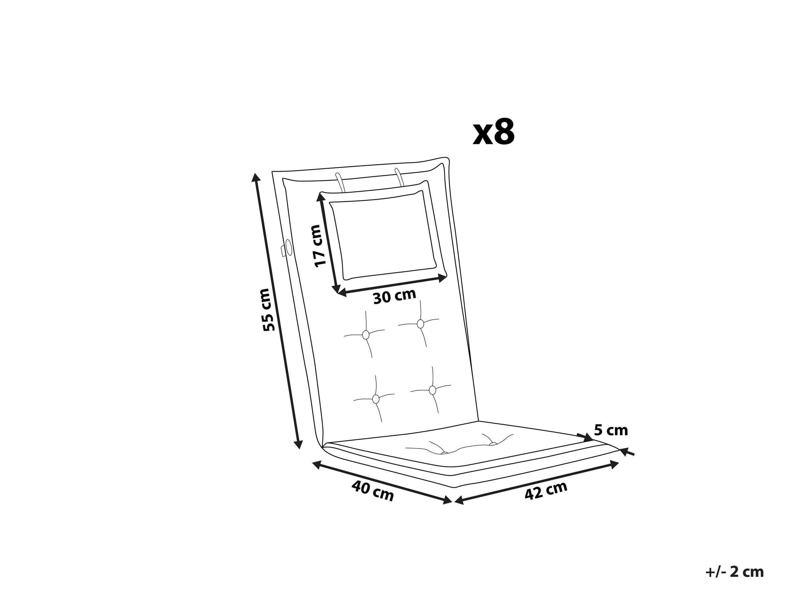 Beliani Lot de 8 coussins de jardin en Polyester Traditionnel MAUI  