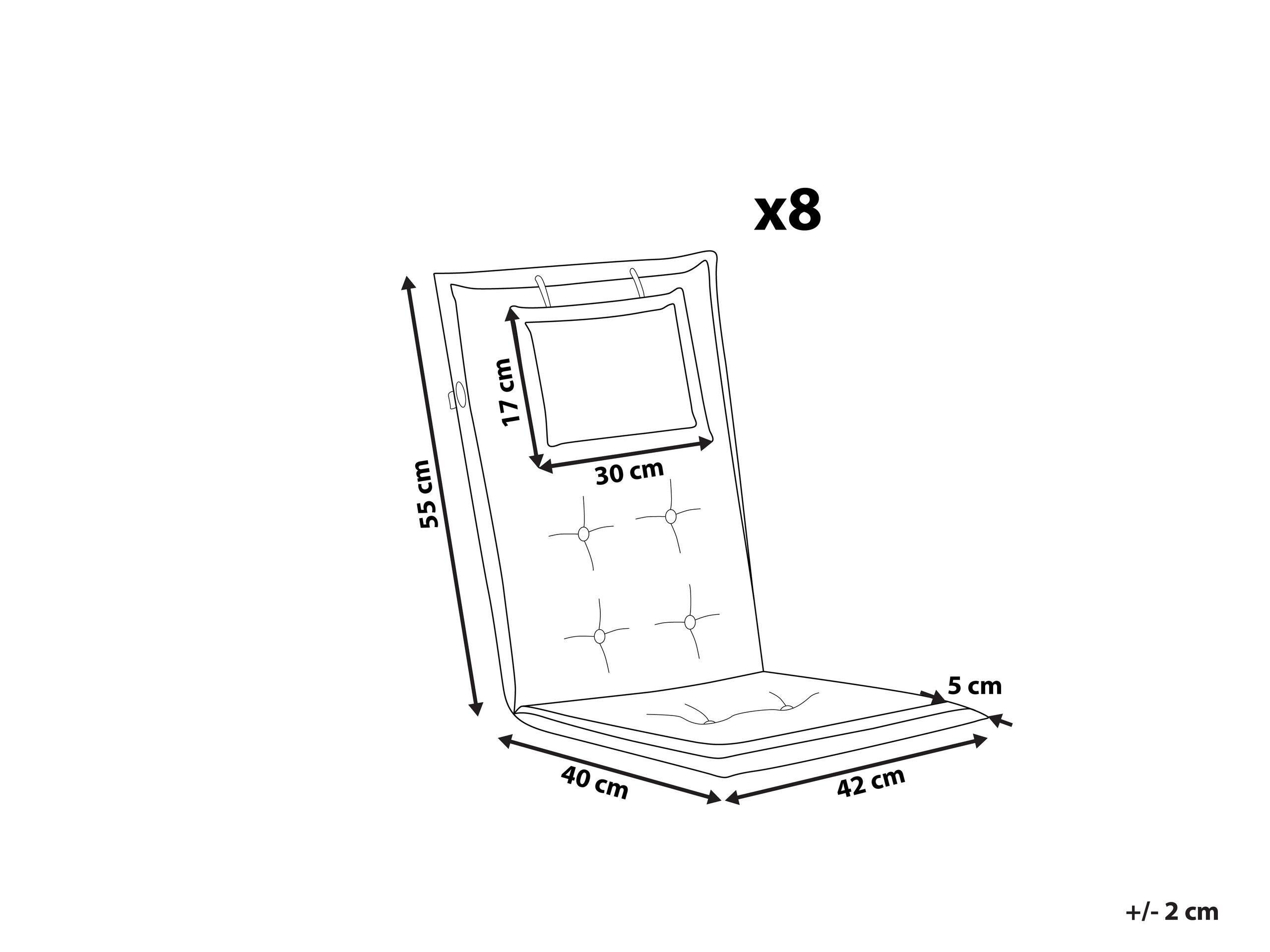 Beliani Lot de 8 coussins de jardin en Polyester Traditionnel MAUI  