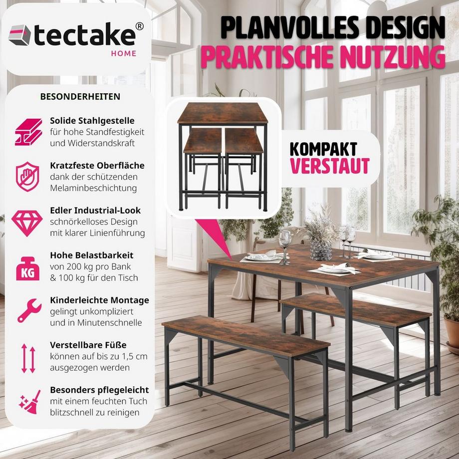 Tectake Set di mobili  Bolton 3 pezzi  