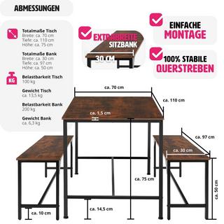 Tectake Sitzgruppe Bolton 2 + 1  