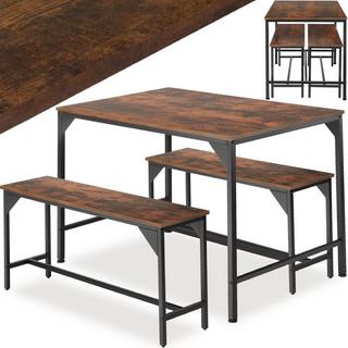 Tectake Ensemble de salle à manger BOLTON 1 Table + 2 Bancs Style Vintage  