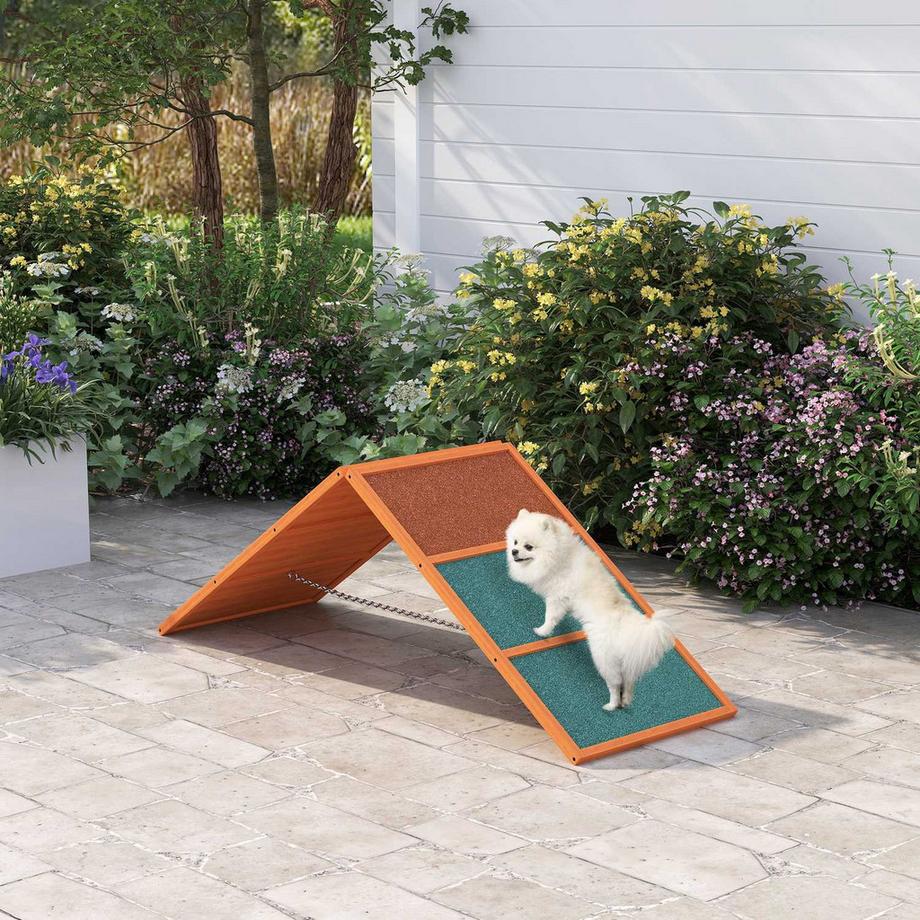 Northio  Dog Agility Bridge Équipement d'agilité pour chiens avec pont pliable, surface antidérapante, dispositif d'agilité réglable en hauteur pour jardin, 173 x 59 x 66 cm, Orange 