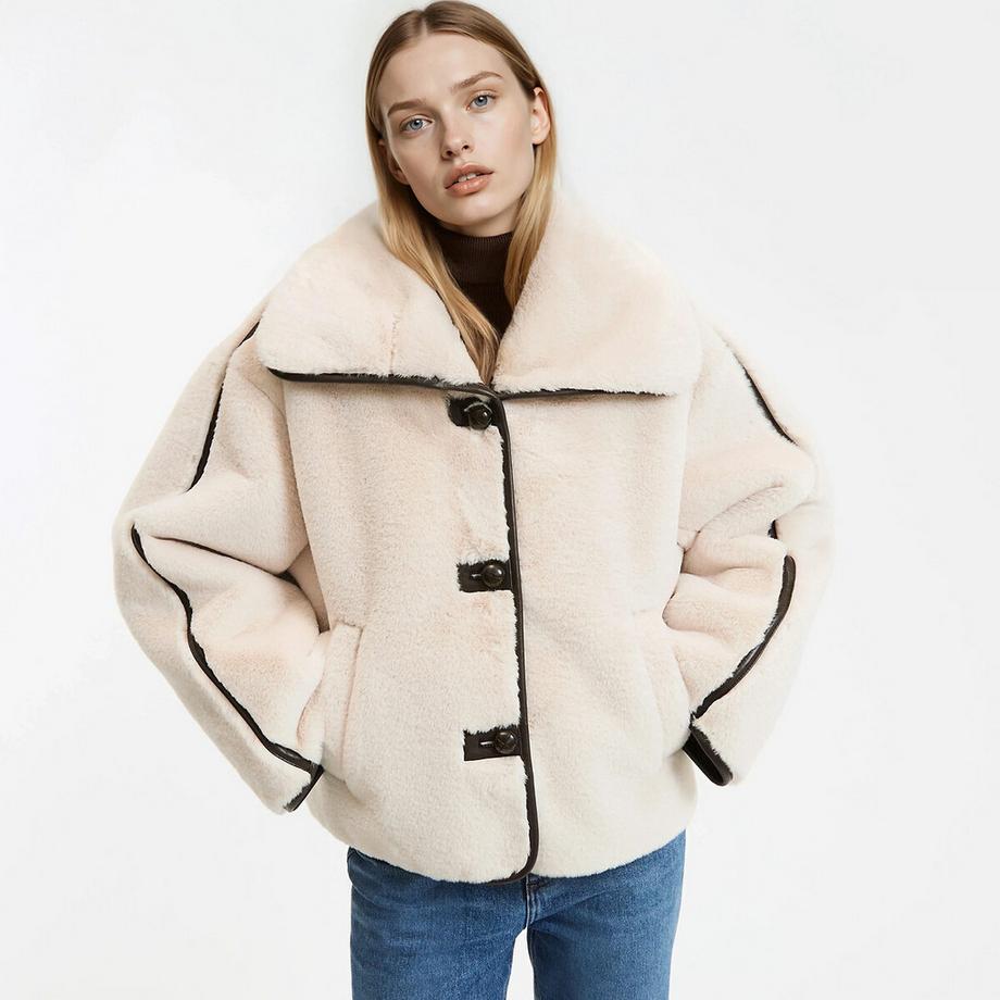 La Redoute Collections Manteau court duveteux avec fermeture boutonnée  
