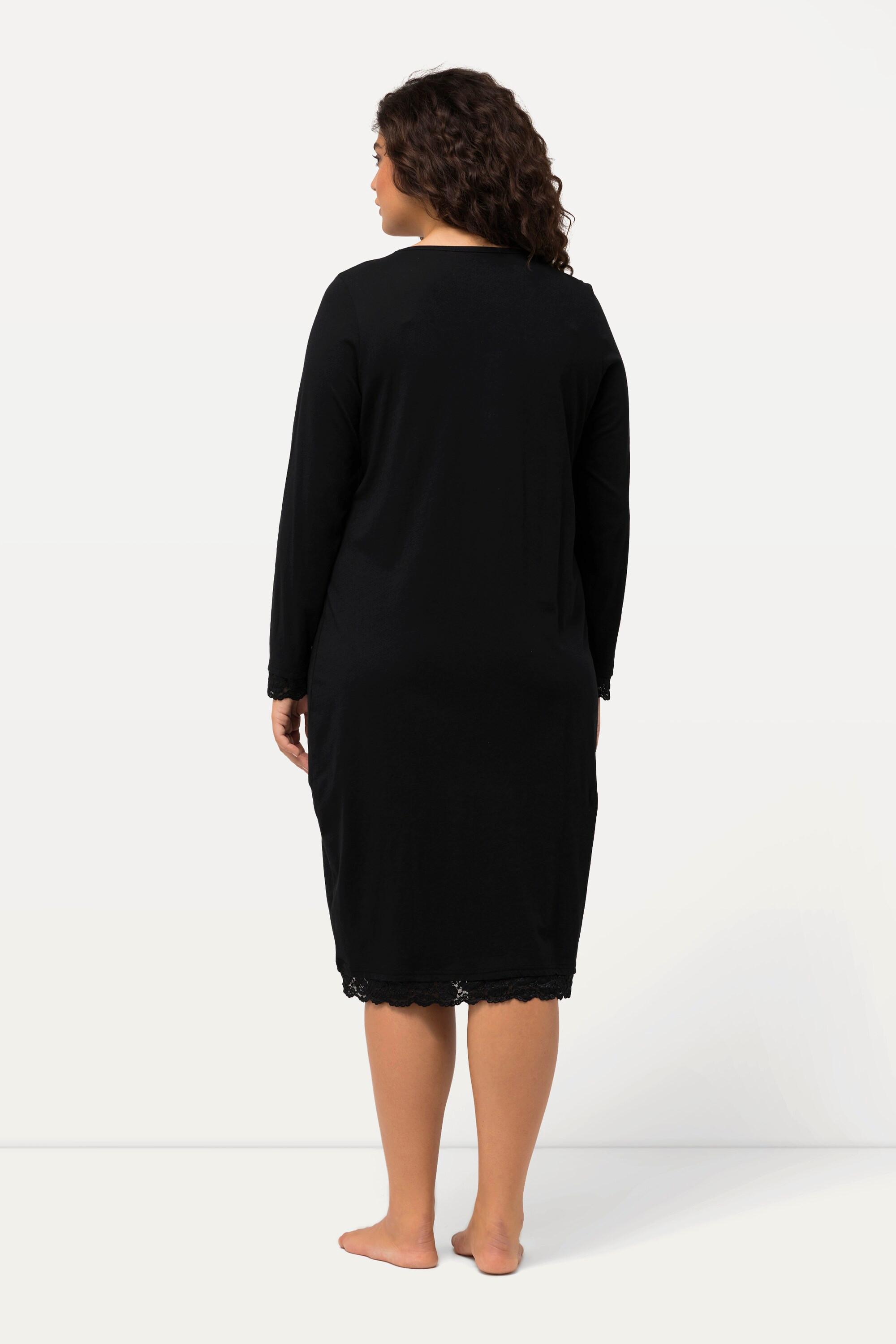 Ulla Popken Camicia da notte Pizzo Scollo a V Maniche lunghe  