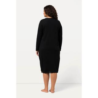 Ulla Popken Camicia da notte Pizzo Scollo a V Maniche lunghe  