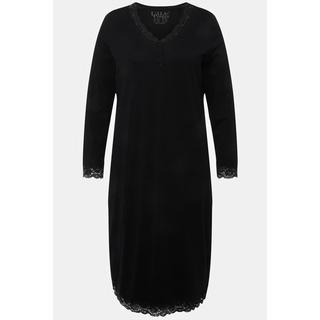 Ulla Popken Camicia da notte Pizzo Scollo a V Maniche lunghe  