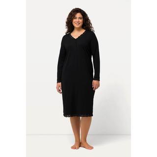 Ulla Popken Camicia da notte Pizzo Scollo a V Maniche lunghe  