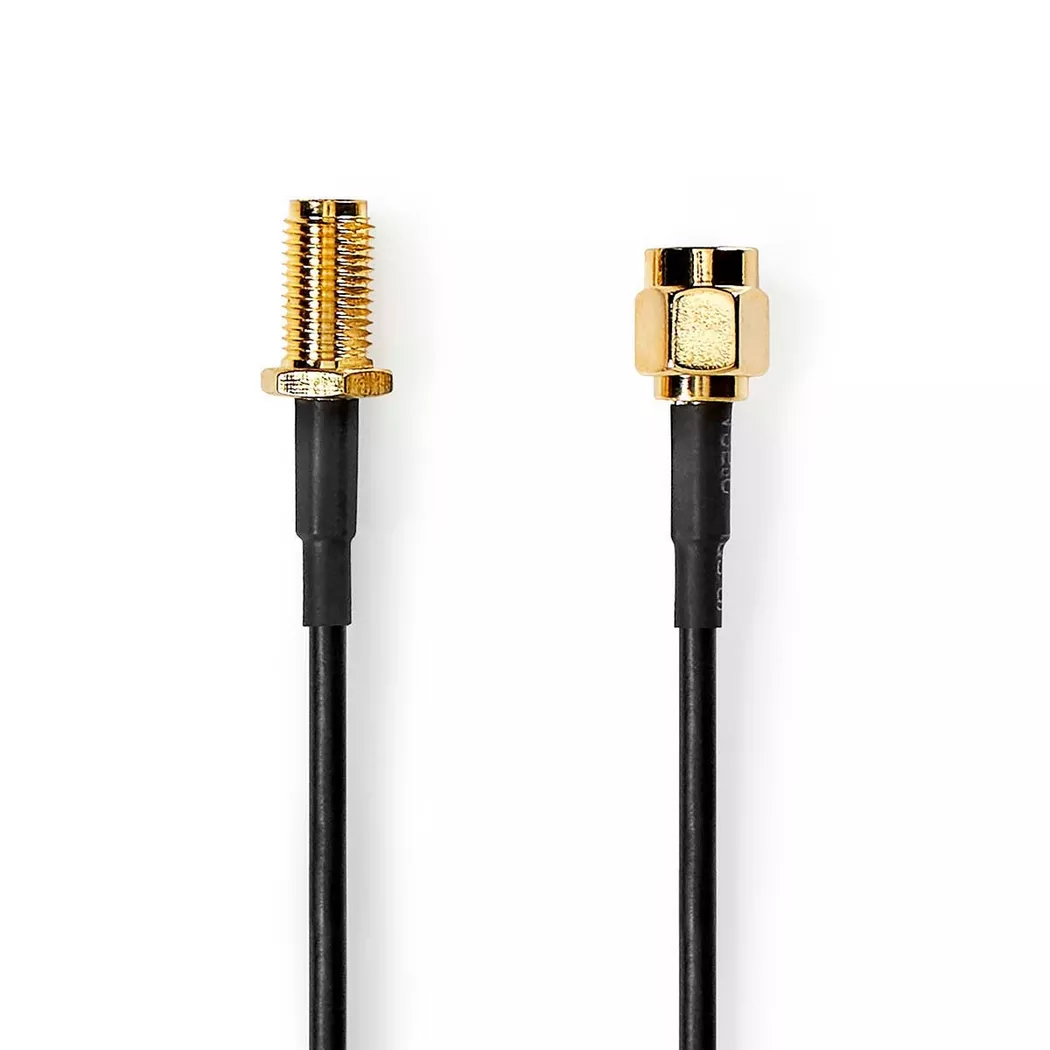 Nedis – Antennenkabel | SMA-Stecker SMA-Buchse Vergoldet 50 Ohm Einzelmantelschutz 5,00 m Rund PVC Schwarz Etikett, 0.5M
