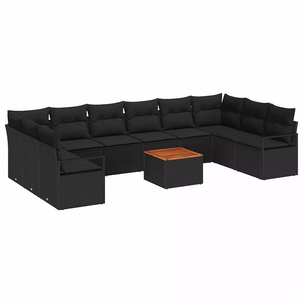 vidaXL Gartensofa-set 11 stk. Schwarz Poly-Rattan