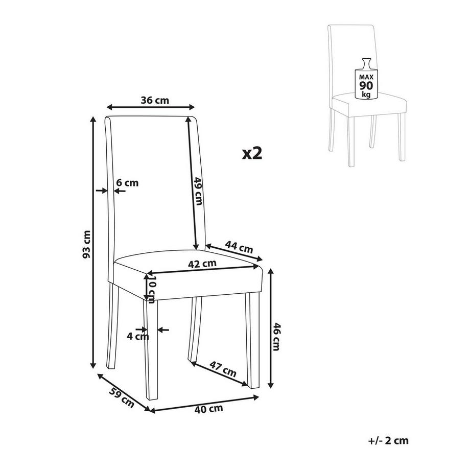 Beliani Esszimmerstuhl 2er Set aus Kunstleder Modern BROADWAY  