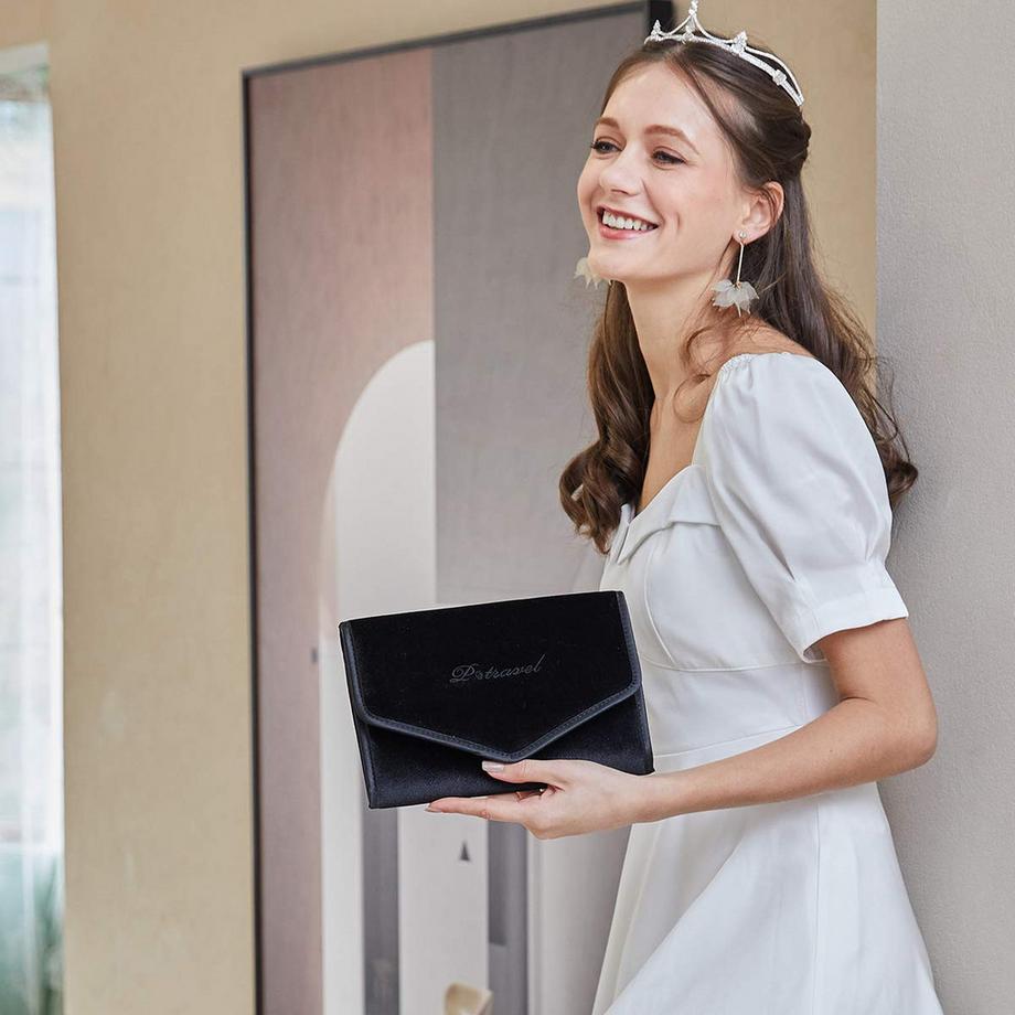 Only-bags.store  Rouleaux pour bijoux, organisateur de bijoux de voyage, sac de rangement pliable pour bagues, colliers, boucles d'oreilles, bracelets, montres, broches de voyage 