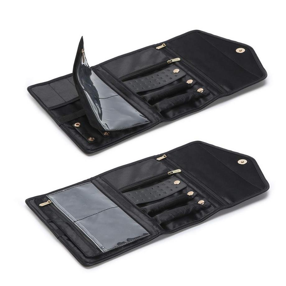 Only-bags.store  Rouleaux pour bijoux, organisateur de bijoux de voyage, sac de rangement pliable pour bagues, colliers, boucles d'oreilles, bracelets, montres, broches de voyage 