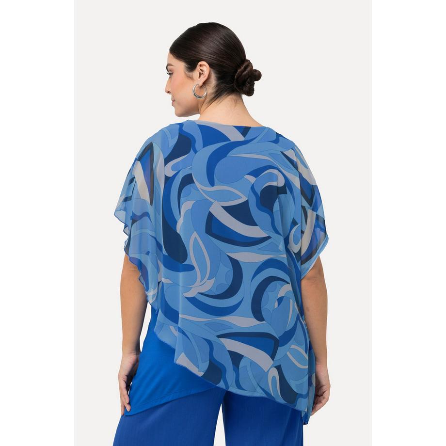 Ulla Popken Tunique Mousseline Col Rond Manches Courtes  