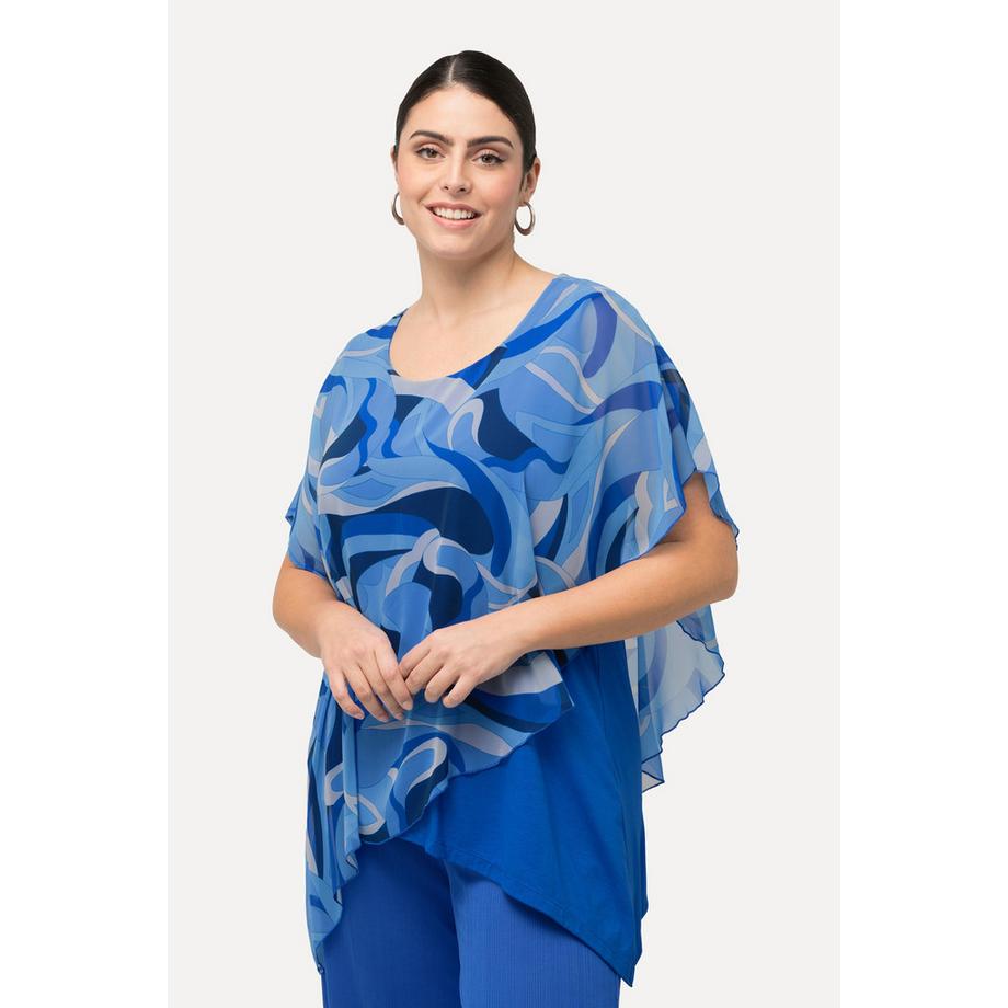 Ulla Popken Tunique Mousseline Col Rond Manches Courtes  