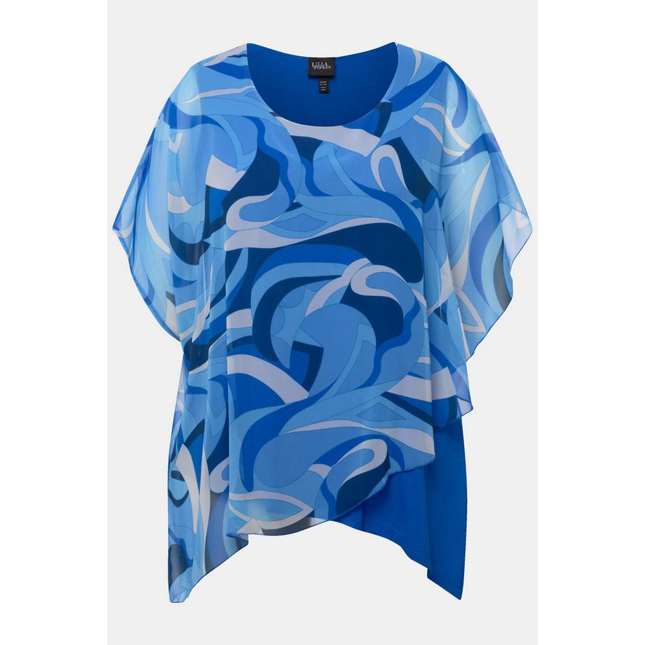 Ulla Popken Tunique Mousseline Col Rond Manches Courtes  