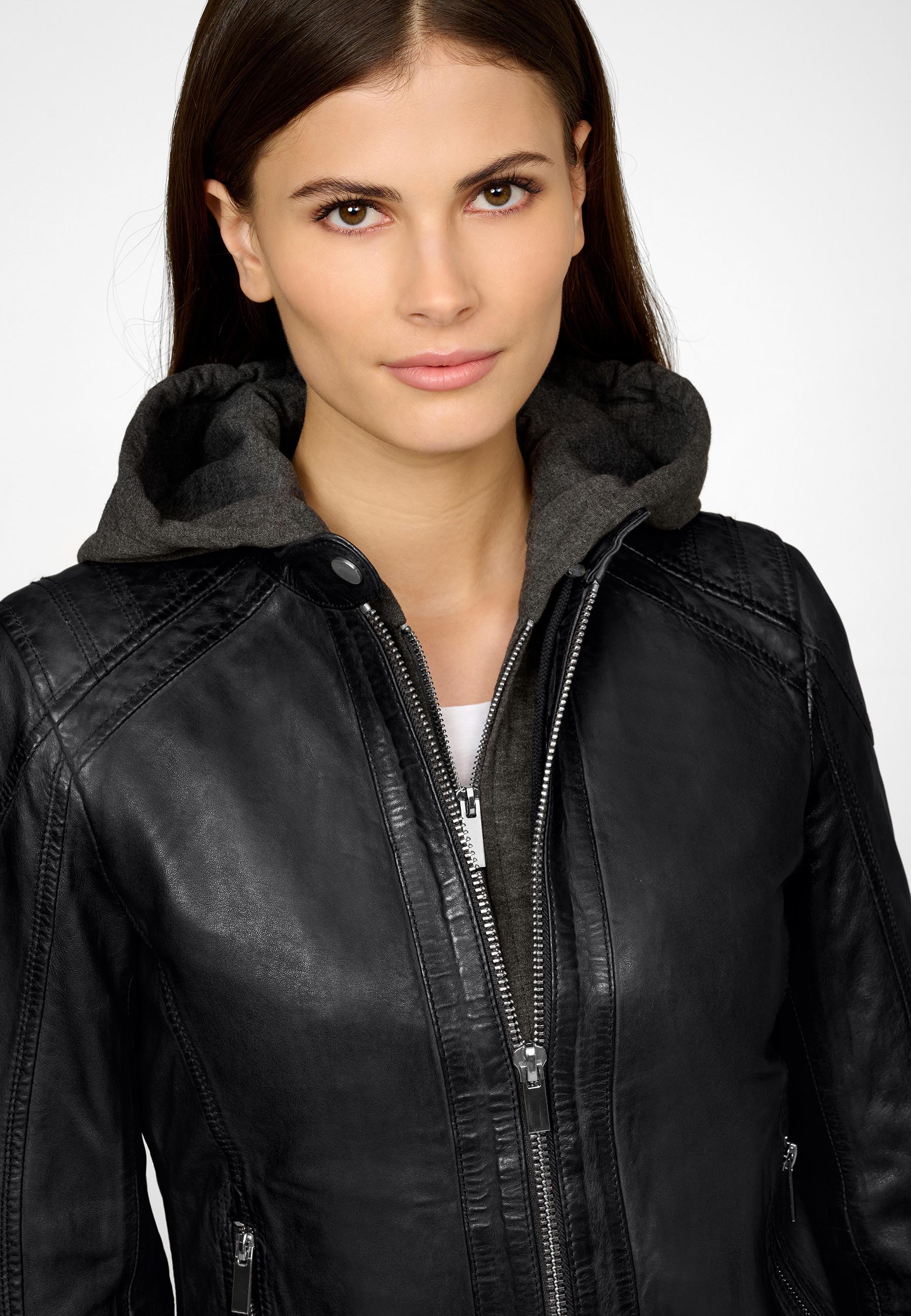 RICANO  Lederjacke Ines, Bikerjacke mit abtrennbarer Kapuze 